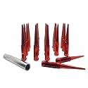 M14x2 Spike Lug Nuts with 1 Socket Key, Hunting Horse 6" Length Conical Bulge Seat Closed End M14X2 Red Lug Nuts, Set of 32