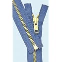 Polyester Fiber Cloth Sewing Zipper 7 Inch Brass Jeans Zipper Gold Colored Metal Teeth Zips with Locking Slider Closed Bottom (Fiber Blue, 7 x1.25 inch) 4 Pc