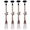 Rope String Light | Hanging Pendant Ceiling Decorative Vintage Chandelier for Living Room, Home, Hall Jhumar (Bulb Not Included) (Pack of 4)