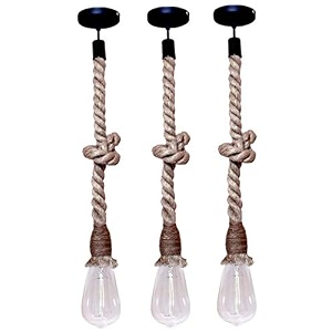 vintage edison bulbs rope string light hanging pendant ceiling decorative vintage chandelier for living room home bedroom hall jhumar lighting black bulb not included pack of 3