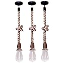 Vintage Edison Bulbs Rope String Light Hanging Pendant Ceiling Decorative Vintage Chandelier for Living Room Home Bedroom Hall Jhumar Lighting Black Bulb Not Included Pack of 3