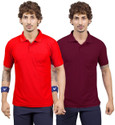 M2HIT Solid Men Polo Neck Red Maroon