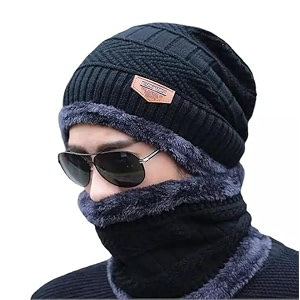 m2k hub winter beanie hat scarf set muffler winter cap thick fleece lined skull cap warm knit winter hats neck warmer for men amp women