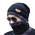 M2K HUB® Winter Beanie Hat Scarf Set, Muffler Winter Cap Thick Fleece Lined Skull Cap Warm Knit Winter Hats Neck Warmer for Men & Women