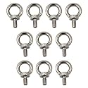 M6 Ring Shape Lifting Threaded Eye Bolt 304 Stainless Steel for Eye Nut Fastener-10 Pack