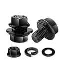 M6 x 10mm Flanged Hex Head Bolts, Nuts, Flat &amp; Lock Washers, 20Pcs 18-8 (304) Stainless Steel, Fully Threaded, Black Oxide by SG TZH
