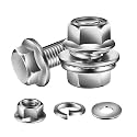 M6 x 10mm Flanged Hex Head Bolts, Nuts, Flat &amp; Lock Washers, 20Pcs 18-8 (304) Stainless Steel, Fully Threaded, by SG TZH