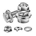 M6 x 12mm Flanged Hex Head Bolts, Nuts, Flat &amp; Lock Washers, 10Pcs 18-8 (304) Stainless Steel, Fully Threaded, by SG TZH
