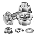 M6 x 14mm Flanged Hex Head Bolts, Nuts, Flat &amp; Lock Washers, 20Pcs 18-8 (304) Stainless Steel, Fully Threaded, by SG TZH