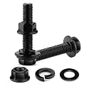 M6 x 20mm Flanged Hex Head Bolts, Nuts, Flat &amp; Lock Washers, 20Pcs 18-8 (304) Stainless Steel, Fully Threaded, Black Oxide by SG TZH
