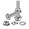 M6 x 20mm Flanged Hex Head Bolts, Nuts, Flat &amp; Lock Washers, 10Pcs 18-8 (304) Stainless Steel, Fully Threaded, by SG TZH
