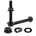 M6 x 30mm Flanged Hex Head Bolts, Nuts, Flat &amp; Lock Washers, 20Pcs 18-8 (304) Stainless Steel, Fully Threaded, Black Oxide by SG TZH