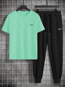 M7 By Metronaut Men Night Suit Set Light Green Printed