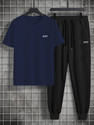 M7 By Metronaut Men Printed Dark Blue Night Suit Set