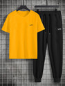 M7 By Metronaut Men Printed Yellow, Black Night Suit Set