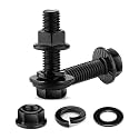 M8 x 16mm Flanged Hex Head Bolts, Nuts, Flat &amp; Lock Washers, 20Pcs 18-8 (304) Stainless Steel, Fully Threaded, Black Oxide by SG TZH