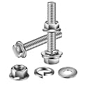 M8 x 25mm Flanged Hex Head Bolts, Nuts, Flat &amp; Lock Washers, 10Pcs 18-8 (304) Stainless Steel, Fully Threaded, by SG TZH