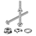 M8 x 40mm Flanged Hex Head Bolts, Nuts, Flat &amp; Lock Washers, 20Pcs 18-8 (304) Stainless Steel, Fully Threaded, by SG TZH