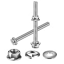 M8 x 45mm Flanged Hex Head Bolts, Nuts, Flat &amp; Lock Washers, 20Pcs 18-8 (304) Stainless Steel, Fully Threaded, by SG TZH