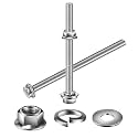 M8 x 70mm Flanged Hex Head Bolts, Nuts, Flat &amp; Lock Washers, 20Pcs 18-8 (304) Stainless Steel, Fully Threaded, by SG TZH
