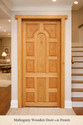 MAA BASHUMATA 12 Panel Solid Mahogany Wooden Door with Frame, 78x36x1.25 Inch Interior Door (Mahogany)