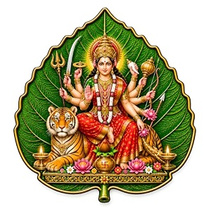 maa durga leaf shape acrylic wall decor 4 inch self adhesive spiritual art