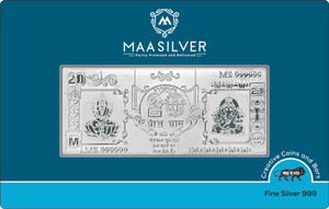 maa silver fine silver laxmi ganesh currency bar with 999 purity s 999 20 g silver coin