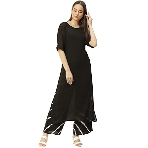 Maaesa Black Tie-Dye Kurta Pallazos