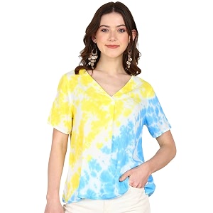 Maaesa Hand Dyed Half Sleeves Rayon Top