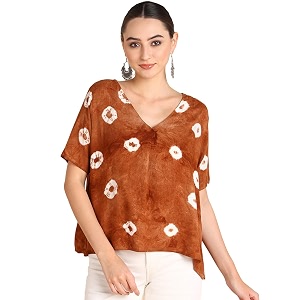 Maaesa Hand Dyed Half Sleeves Rayon Top