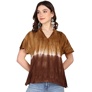 Maaesa Hand Dyed Half Sleeves Rayon Top