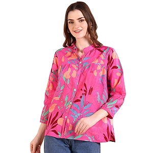 Maaesa Tie-Dye Crepe Loose Fit Shirt