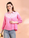 maaesa Women Color Block Casual Pink Shirt