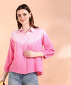maaesa Women Color Block Casual Pink Shirt