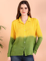 maaesa Women Color Block Casual Yellow Shirt