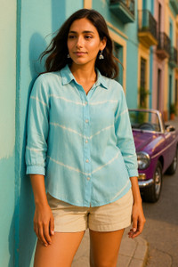 maaesa women dyedombre casual blue shirt