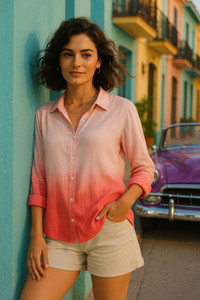 maaesa women dyedombre casual pink shirt