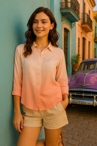 maaesa women dyedombre casual pink shirt