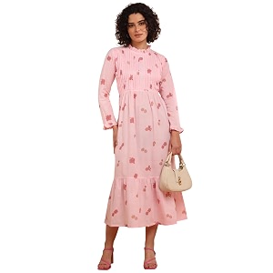 Maaesa Women Floral Cotton Flared Dress