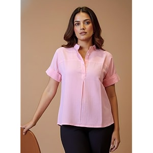 Maaesa Women Solid Rayon Mandarin Neck Regular