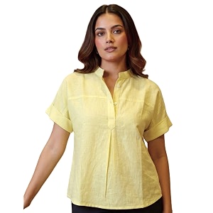 Maaesa Women Solid Rayon Mandarin Neck Regular