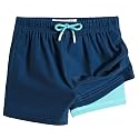 maamgic Boys Swim Trunks with Compression Liner Toddler Stretch Swim Shorts