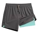 maamgic Mens 5" Gym Running Shorts for Men 2 in 1 Quick Dry Workout Athletic Shorts