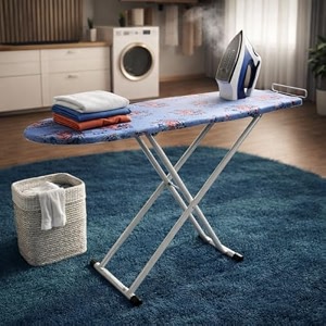 maanit wooden heavy self standing ironing boardtable 18 inch  foldable portable iron board with iron stand  strong stable base for home use