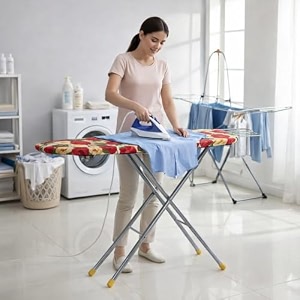 maanit wooden heavy self standing ironing boardtable 18 inch  foldable portable iron board with iron stand  strong stable base for home use