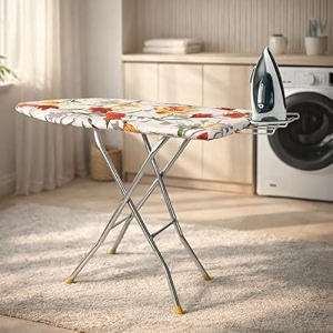 maanit wooden heavy self standing ironing boardtable 18 inch  foldable portable iron board with iron stand  strong stable base for home use