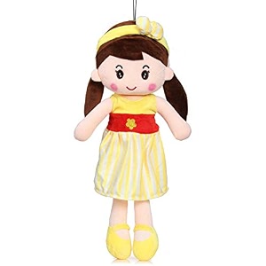 mable soft doll for girls  cute plush baby doll toy with colourful hairband  huggable stuffed doll gift for kids girls toddlers amp babies age 3 to 5 years 80cm yellow