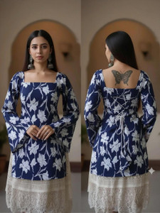MABRI Women Applique Straight Kurta