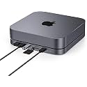 Mac mini Hub, Oxlaw Type-C Aluminum Stand &amp; Hub - USB-C Data Port, Micro/SD Card Readers, USB 3.0 &amp; Headphone Jack Port - Compatible with 2020 &amp; 2018 Mac mini (MC25, Gray)