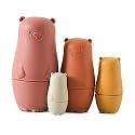Macabaka Nesting Dolls, Silicone Matryoshka Doll for Easter Toys, Montessori Educational Toy, Bear Shaped Stacking Nesting Doll Toy Set for Kids Classic Gifts (Red) 4 Pieces